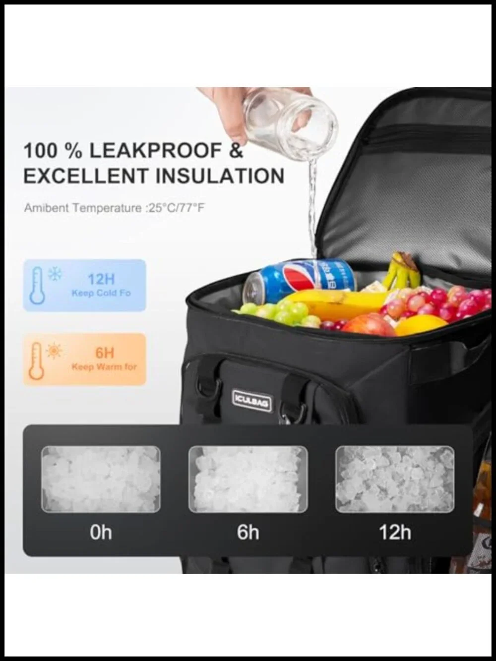Insulated Backpack Cooler 36 Can Leak Proof Waterproof Camping Hiking Picnic
